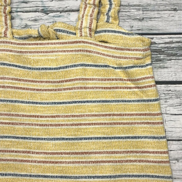 Madewell Tank Top Yellow Striped Sleeveless Shirt Tie Front texture thread NWT - Picture 8 of 13